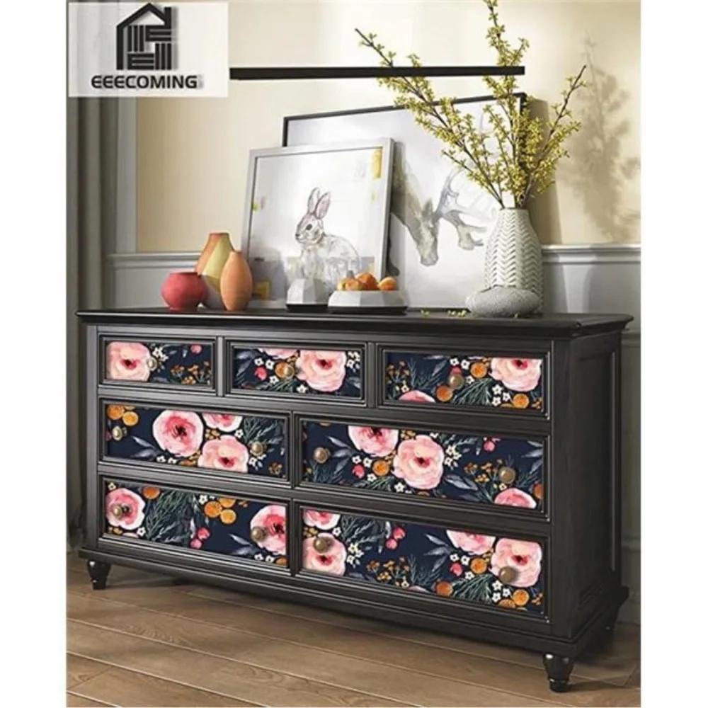 Floral Removable Wallpaper Navy Blue/Pink Contact Paper Self Adhesive15.5